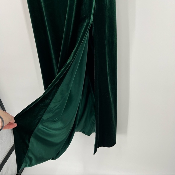 Revelry Skye Velvet Dress Emerald Green 613 Size 12 Bridesmaid Gown Maxi - Picture 4 of 8